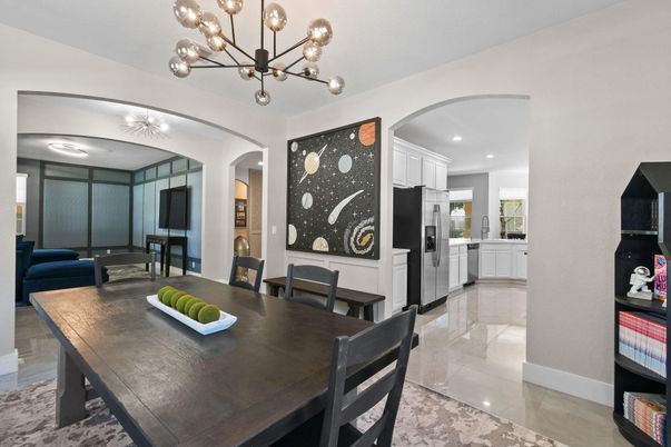 Dining room, Interior, Kitchen, Living room, Pendant Lights, Recessed Lighting