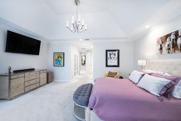 Bedroom, Chandelier, Interior, Recessed Lighting