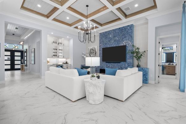 Interior, Living room, Marble, Pendant Lights, Recessed Lighting