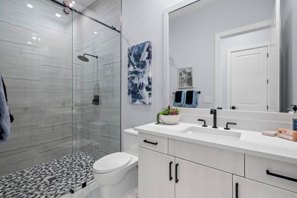 Bathroom, Glass Shower, Interior, Recessed Lighting