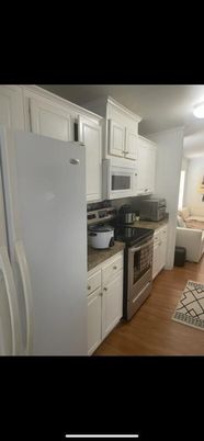 Interior, Kitchen, Living room, Stainless Steel Appliances, Wood Texture Flooring