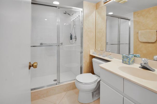 Bathroom, Glass Shower, Interior, Recessed Lighting