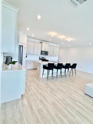 Interior, Kitchen, Recessed Lighting, Wood Texture Flooring