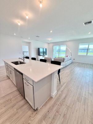Interior, Kitchen, Recessed Lighting, Wood Texture Flooring