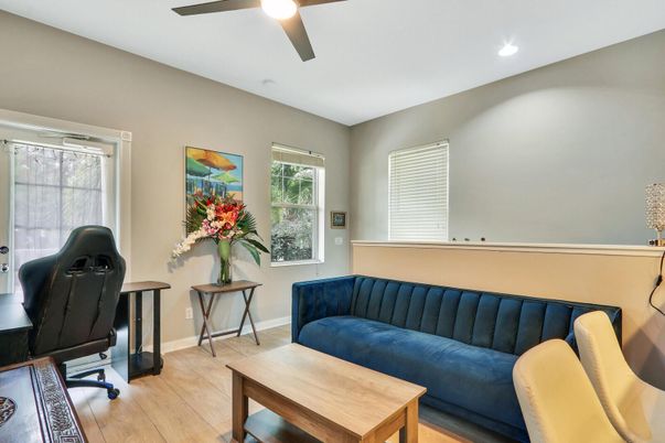 Home Office, Interior, Recessed Lighting, Wood Texture Flooring