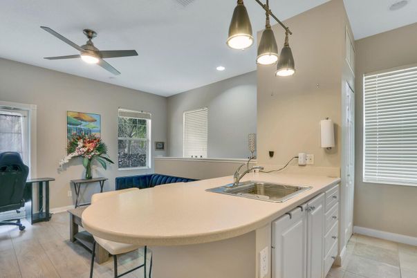 Interior, Kitchen, Pendant Lights, Recessed Lighting, Wood Texture Flooring