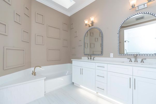 Bathroom, Dual Sink Vanities, Interior, Wood Texture Flooring