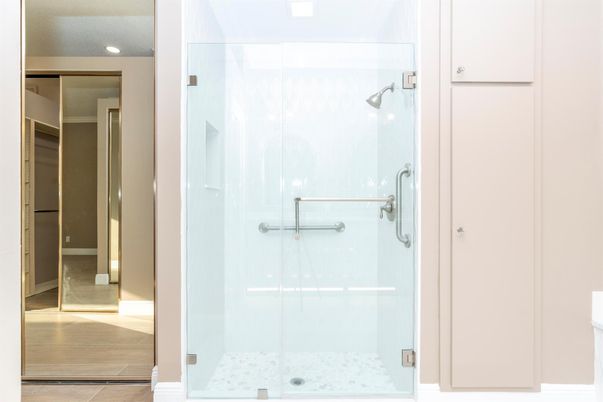 Bathroom, Glass Shower, Interior, Recessed Lighting
