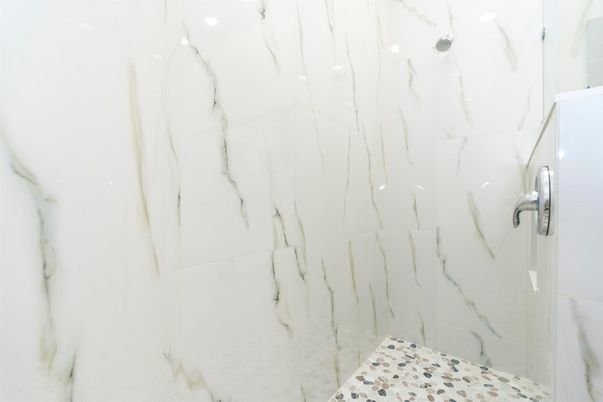 Bathroom, Glass Shower, Interior, Marble Walls