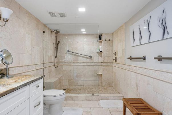 Bathroom, Glass Shower, Interior, Recessed Lighting