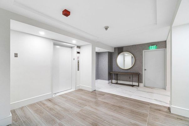 Elevator, Interior, Marble, Recessed Lighting, Wood Texture Flooring
