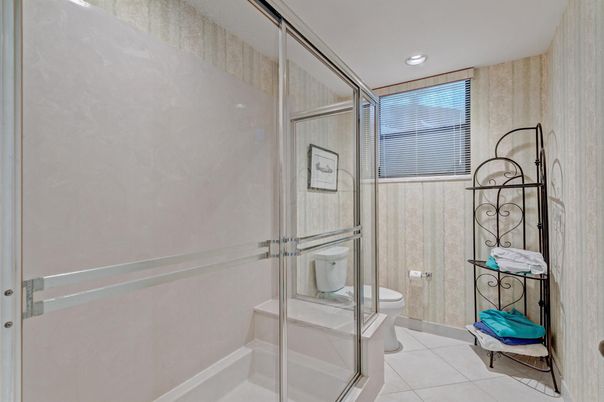 Bathroom, Glass Shower, Interior, Recessed Lighting