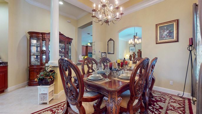 Chandelier, Dining room, Interior, Recessed Lighting