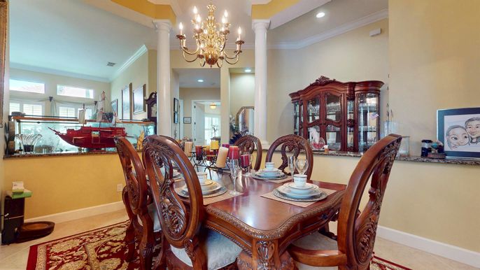 Chandelier, Dining room, Interior, Recessed Lighting