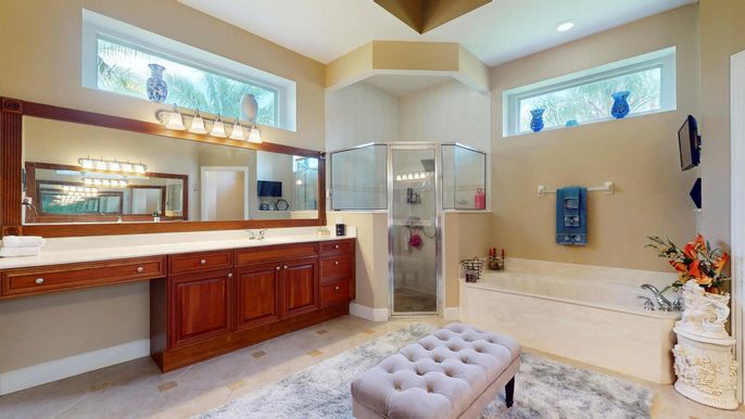Bathroom, Glass Shower, Interior, Recessed Lighting