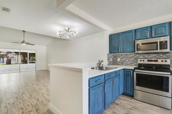 Interior, Kitchen, Stainless Steel Appliances, Wood Texture Flooring