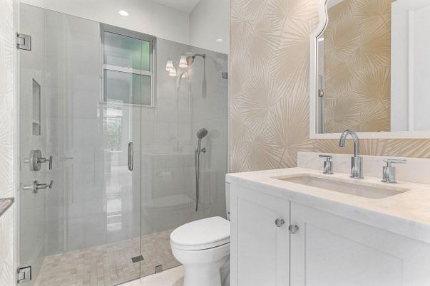 Bathroom, Glass Shower, Interior, Recessed Lighting