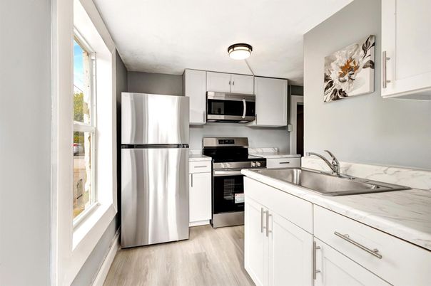 Interior, Kitchen, Stainless Steel Appliances, Wood Texture Flooring
