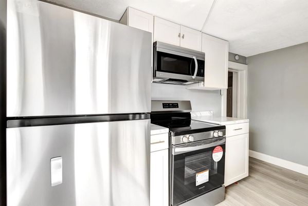 Interior, Kitchen, Stainless Steel Appliances, Wood Texture Flooring