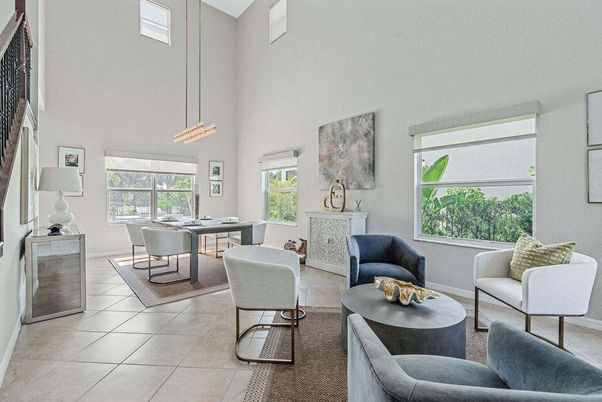 Dining room, Fireplace, Interior, Living room, Pendant Lights