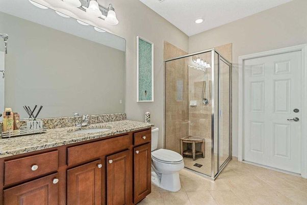 Bathroom, Glass Shower, Interior, Recessed Lighting