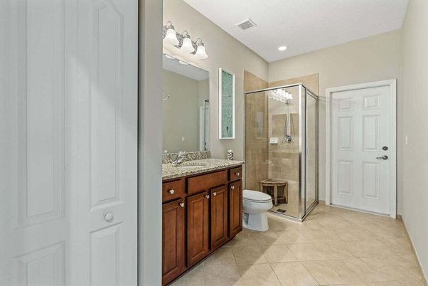 Bathroom, Glass Shower, Interior, Recessed Lighting