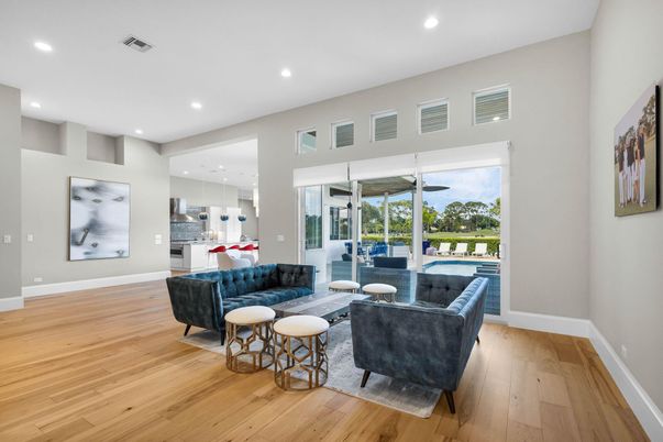 Interior, Kitchen, Living room, Pendant Lights, Recessed Lighting, Wood Texture Flooring