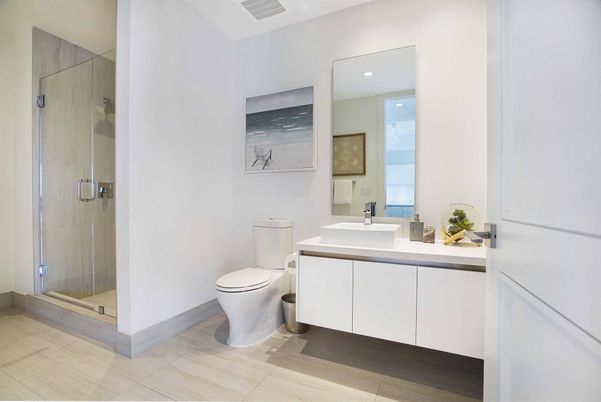 Bathroom, Glass Shower, Interior, Recessed Lighting