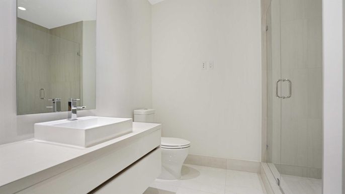 Bathroom, Glass Shower, Interior, Recessed Lighting