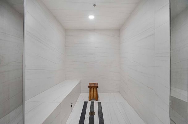 Bathroom, Interior, Marble Walls, Recessed Lighting