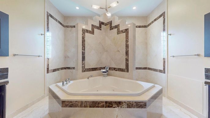 Bathroom, Interior, Marble, Recessed Lighting