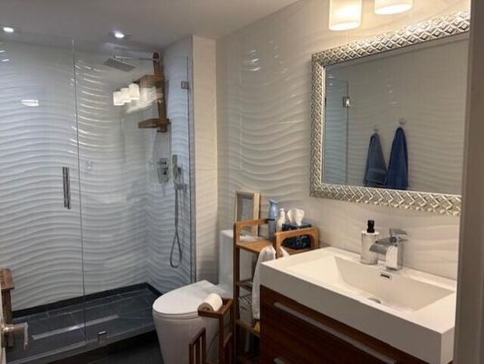 Bathroom, Glass Shower, Interior, Recessed Lighting