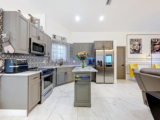 Interior, Kitchen, Marble, Recessed Lighting, Stainless Steel Appliances