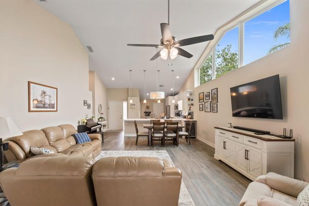 Dining room, Interior, Kitchen, Living room, Pendant Lights, Recessed Lighting, Wood Texture Flooring