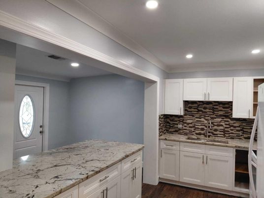 Interior, Kitchen, Recessed Lighting, Wood Texture Flooring
