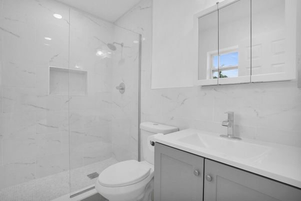 Bathroom, Glass Shower, Interior, Marble Walls