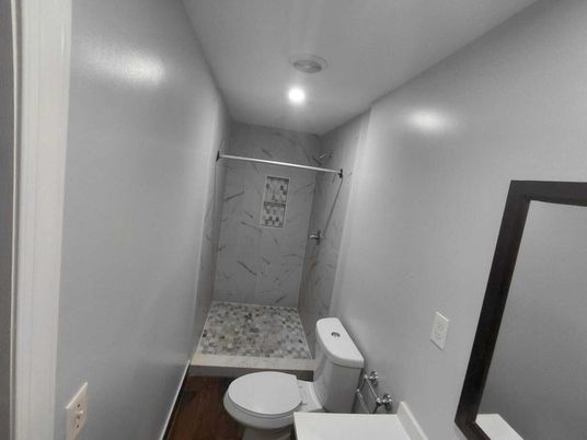 Bathroom, Interior, Marble Walls, Recessed Lighting