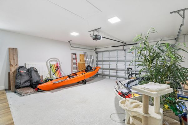 Fitness Equipment, Garage, Interior, Recessed Lighting, Wood Texture Flooring