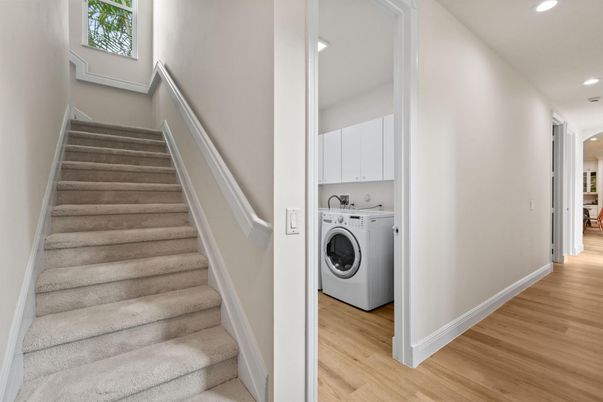 Interior, Recessed Lighting, Utility Closets, Washer, Wood Texture Flooring