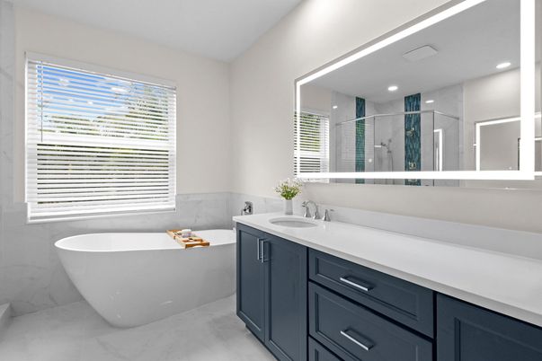 Bathroom, Dual Sink Vanities, Free Standing Baths, Interior, Marble, Recessed Lighting