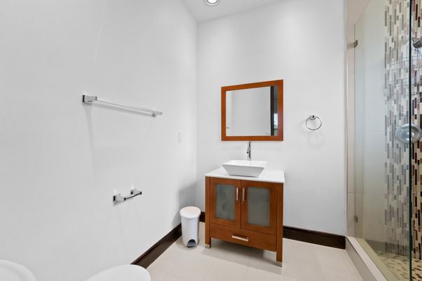 Bathroom, Glass Shower, Interior, Recessed Lighting