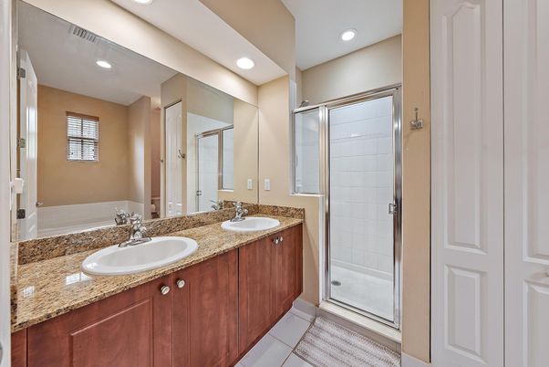 Bathroom, Dual Sink Vanities, Glass Shower, Interior, Recessed Lighting