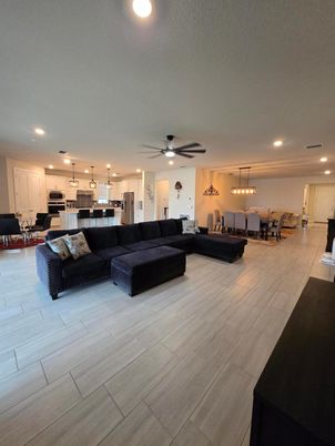 Dining room, Interior, Kitchen, Living room, Pendant Lights, Recessed Lighting, Stainless Steel Appliances, Wood Texture Flooring