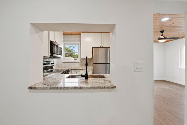 Interior, Kitchen, Recessed Lighting, Stainless Steel Appliances, Wooden Ceilings, Wood Texture Flooring