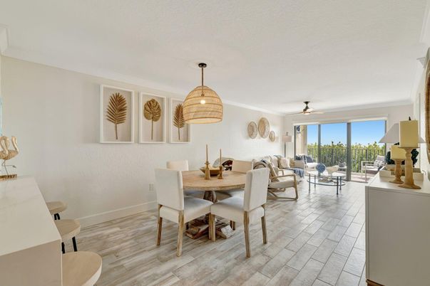 Dining room, Interior, Living room, Pendant Lights, Wood Texture Flooring
