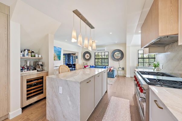Interior, Kitchen, Pendant Lights, Recessed Lighting, Wood Texture Flooring