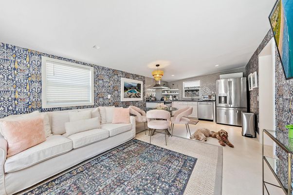 Dining room, Interior, Kitchen, Living room, Recessed Lighting, Stainless Steel Appliances