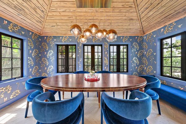 Dining room, Interior, Pendant Lights, Wooden Ceilings