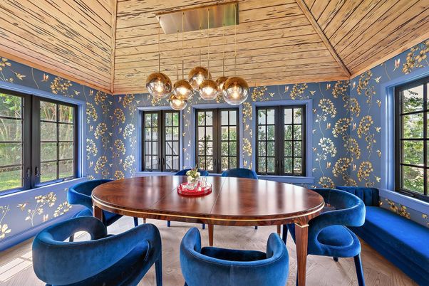 Dining room, Interior, Pendant Lights, Wooden Ceilings, Wood Texture Flooring