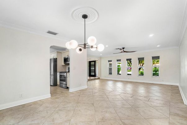 Empty room, Interior, Kitchen, Pendant Lights, Recessed Lighting